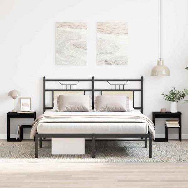 vidaXL Natskab 2 pcs Sort eg 40 x 30 x 40 cm Konstrueret tr&aelig;