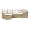 vidaXL Havesofa Sæt med pude 6 pcs Beige polyrattan
