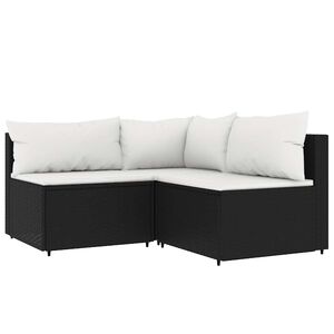 vidaXL lounges&aelig;t til haven 3 dele med hynder polyrattan sort
