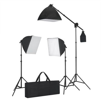 vidaXL fotostudiesæt med lamper, baggrund og reflektor