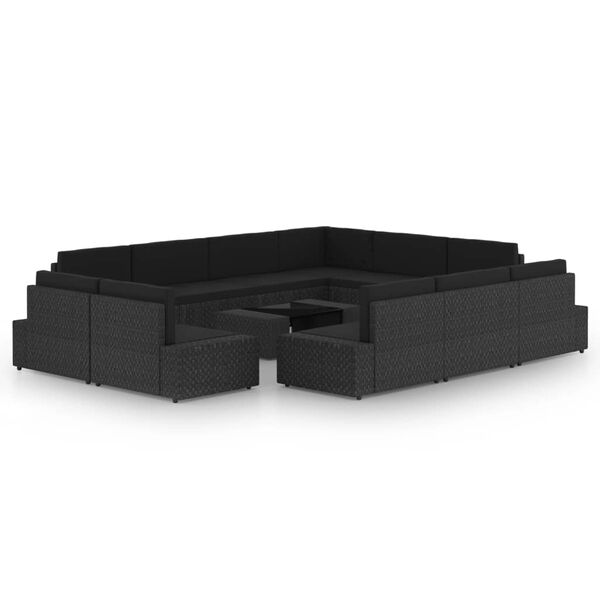 vidaXL lounges&aelig;t til haven 12 dele med hynder polyrattan sort