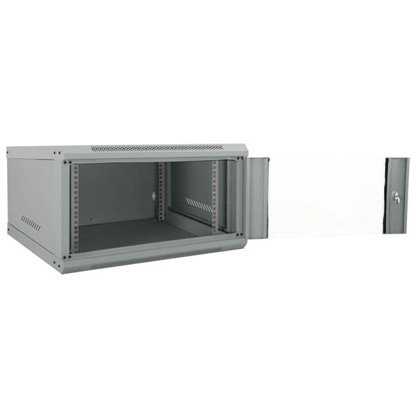 vidaXL Netværksskab med opbevaring Grå 60 x 60 x 35 cm Stål