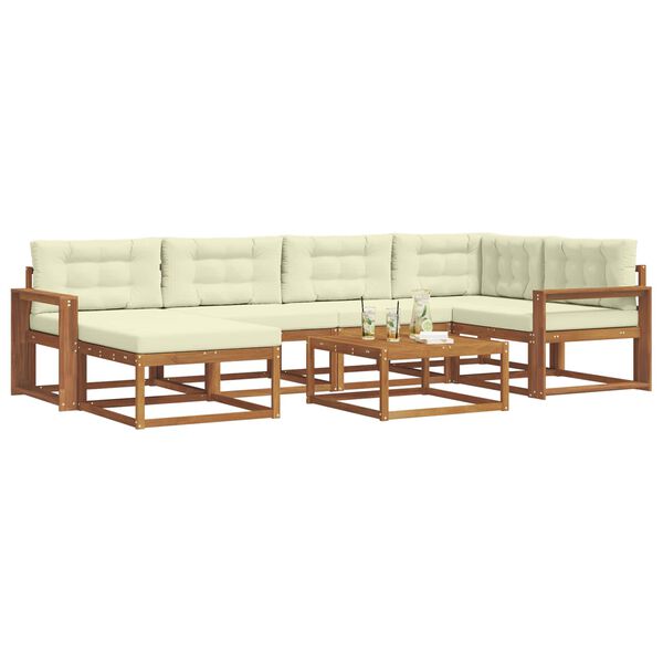 vidaXL Udend&oslash;rs sofagruppe med pude 7 pcs Naturlig og Fl&oslash;de