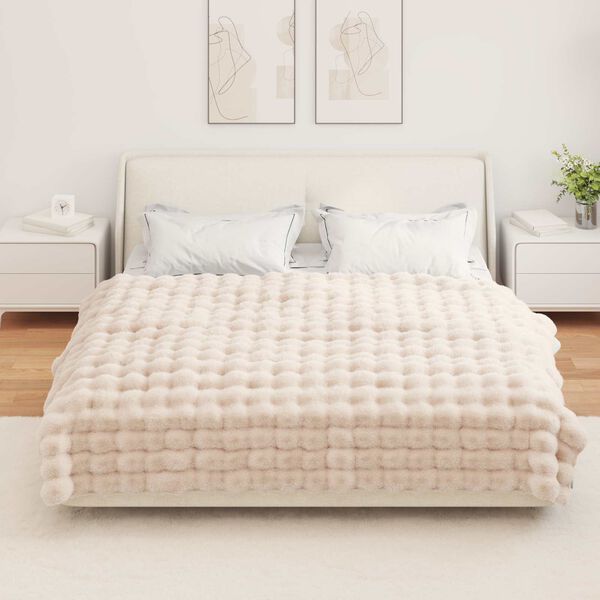 vidaXL Faux Kanin Pels T&aelig;ppe Olite Beige 150 x 220 cm Polyester