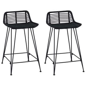 vidaXL Barb&aelig;nk 2 stk. Sort 44 x 45 x 76 cm Rattan og St&aring;l