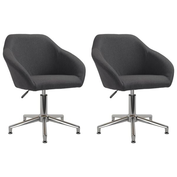 vidaXL drejelige spisebordsstole 2 stk. stof m&oslash;rkegr&aring;