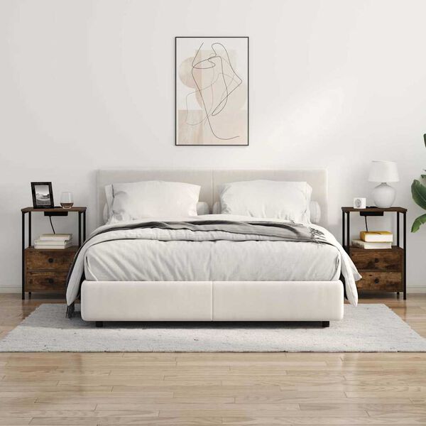 vidaXL Natskab med skuffe R&oslash;get eg 40 x 31 x 60 cm Konstrueret tr&aelig;