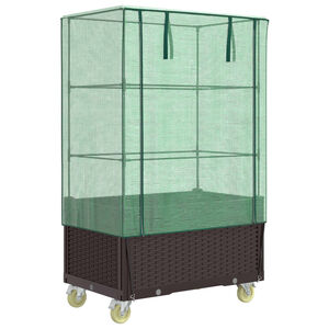 vidaXL h&oslash;jbed med overtr&aelig;k og hjul 80x50x182 cm rattan-look