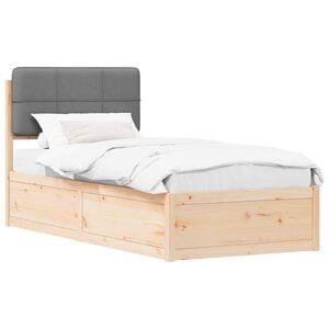 vidaXL Sengestel med Polstret Hovedgavl Lysegr&aring; 100 x 200 cm