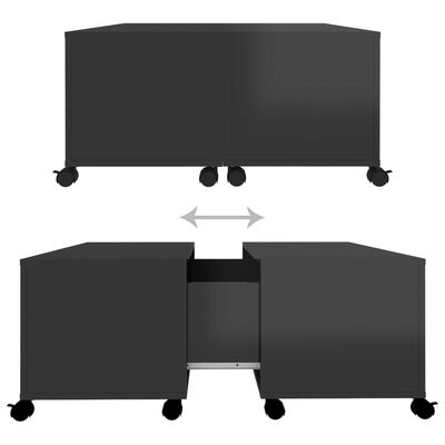vidaXL sofabord 75x75x38 cm spånplade sort højglans
