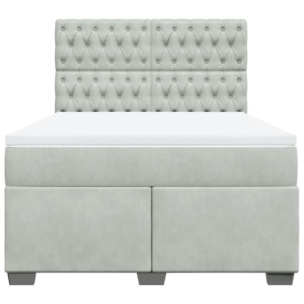 vidaXL kontinentalseng med madras 160x200 cm fl&oslash;jl lysegr&aring;