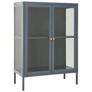 vidaXL sk&aelig;nk 75x35x105 cm st&aring;l og glas antracitgr&aring;