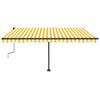 vidaXL markise m. LED-lys 450x350 cm manuel betjening gul og hvid