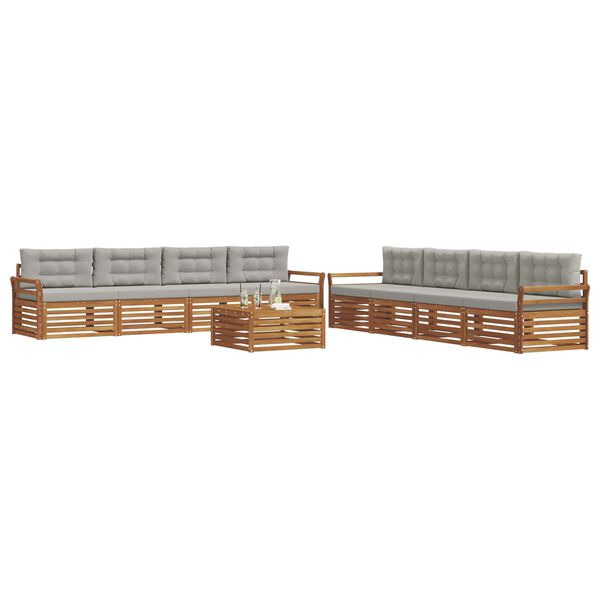 vidaXL Udend&oslash;rs sofagruppe med pude 9 pcs Naturlig og Lys Gr&aring;