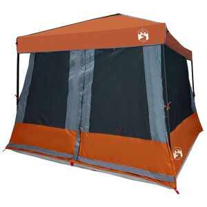 vidaXL Camping Telt S&aelig;t med tag 2 pcs Gr&aring; og orange Taffeta og Stof