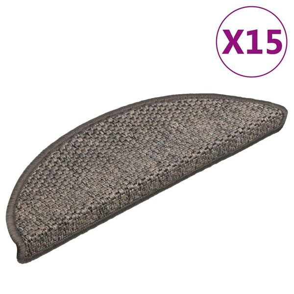 vidaXL selvklæbende trappemåtter 15 stk. 56x17x3 cm sisal brun-beige