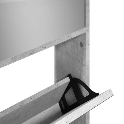 vidaXL skoskab med spejl og 4 hylder 63x17x134 cm betongrå