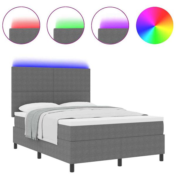 vidaXL Box spring seng Lys Gr&aring; og Hvid 193 x 144 x 128 cm