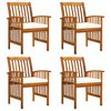 vidaXL havespisestole 4 stk. med hynder massivt tr&aelig; akacie