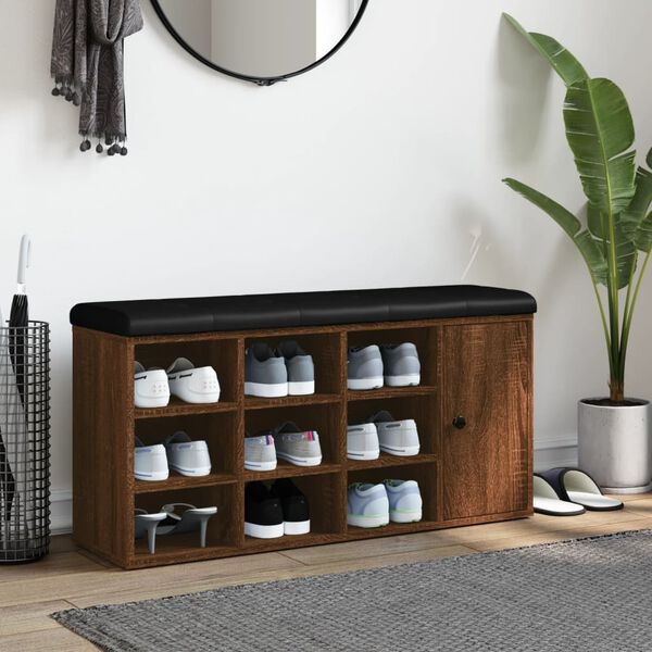 vidaXL skob&aelig;nk 102x32x50 cm konstrueret tr&aelig; brun egetr&aelig;sfarve