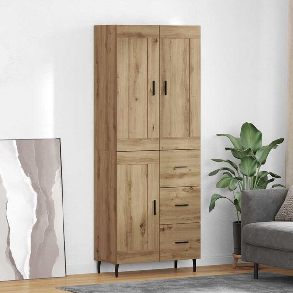 vidaXL Highboard med skuffe 2 pcs Artisan Egetr&aelig; Konstrueret tr&aelig;