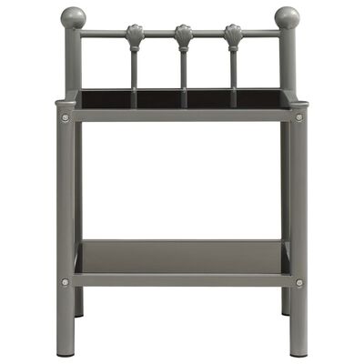 vidaXL sengeskab 45x34,5x60,5 cm metal og glas grå og sort