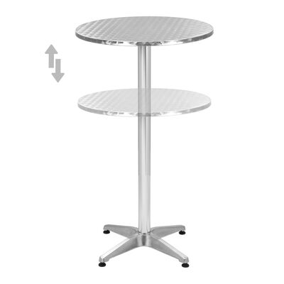 vidaXL foldbart havebord i aluminium 60 x (70-110) cm sølvfarvet