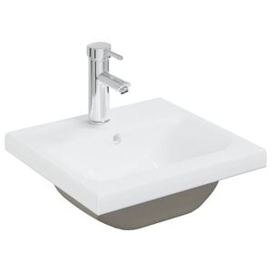 vidaXL indbygget h&aring;ndvask med hane 42x39x18 cm keramisk hvid