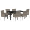 vidaXL Have Spisebordss&aelig;t med pude 7 pcs Gr&aring; polyrattan