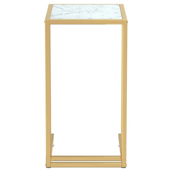 vidaXL sidebord 50x35x65 cm h&aelig;rdet glas hvid marmor