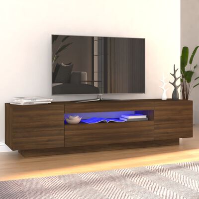 vidaXL tv-bord med LED-lys 160x35x40 cm brun egetræsfarve