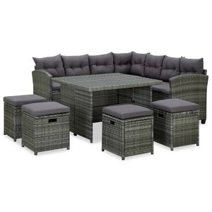 vidaXL lounges&aelig;t til haven 6 dele med hynder polyrattan gr&aring;