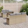 vidaXL Havesofa Sæt med pude med opbevaring 6 pcs Beige Poly Rattan