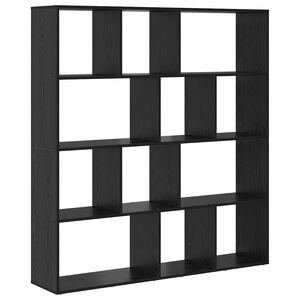 vidaXL Bogskab 12 niveauer 132 x 29 x 141,5 cm Konstrueret tr&aelig; Sort eg