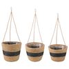 vidaXL 3 stk. Naturfarvet og sort &Oslash;26 x 19 cm 100% S&oslash;gr&aelig;s