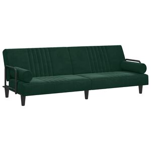 vidaXL sovesofa med arml&aelig;n velour m&oslash;rkegr&oslash;n