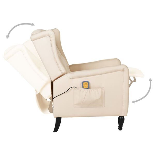 vidaXL massagestol stof cremefarvet