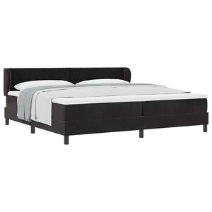 vidaXL Box spring seng med hovedg&aelig;rde Sort 200 x 200 cm Fl&oslash;jl