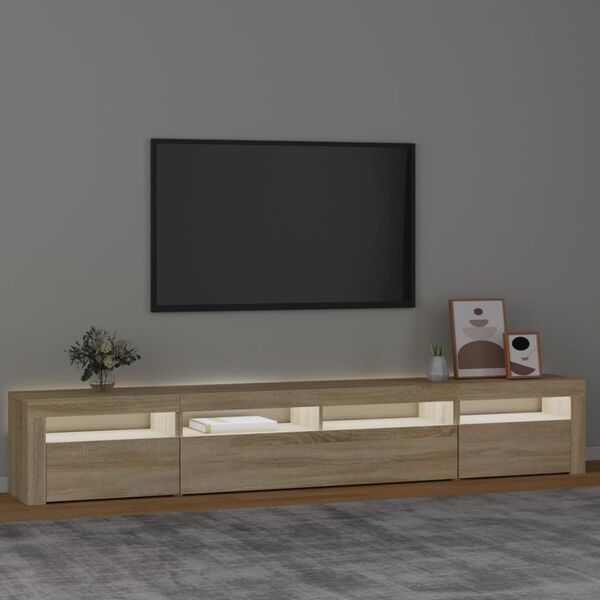 vidaXL tv-skab med LED-lys 240x35x40 cm sonoma-eg