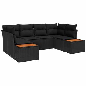 vidaXL Havesofa S&aelig;t med pude 6 pcs Sort polyrattan