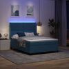 vidaXL LED boxspring seng med madras Geometrisk Bl&aring; 140 x 190 cm Fl&oslash;jl
