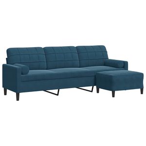 vidaXL 3-personers sofa med fodskammel 210 cm velour bl&aring;