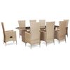 vidaXL udend&oslash;rs spisebordss&aelig;t 9 dele med hynder polyrattan beige
