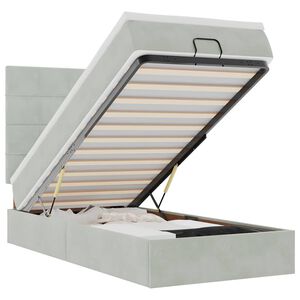 vidaXL osmannisk sengeramme med madrasser 90x190 cm fl&oslash;jl lysegr&aring;