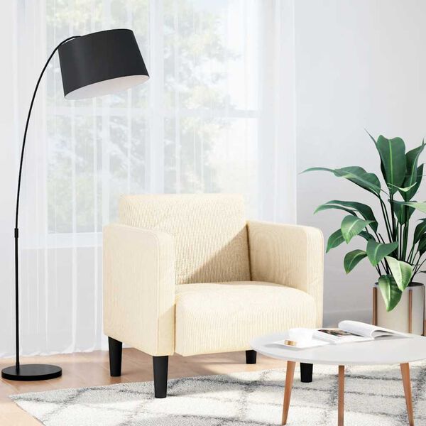 vidaXL sofastol med arml&aelig;n 54 cm fl&oslash;jlsstof cremefarvet