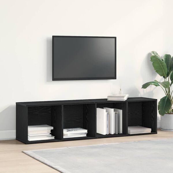 vidaXL Bogskab med hylde Sort eg 143 x 30 x 36 cm Konstrueret tr&aelig;