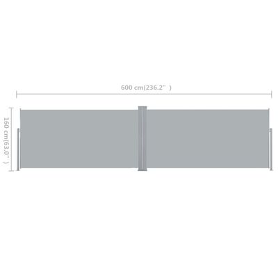 vidaXL sammenrullelig læskærm 160x600 cm grå