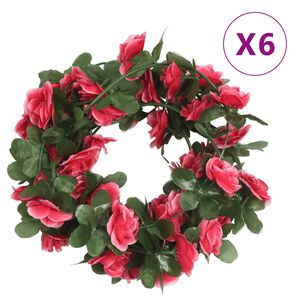 vidaXL blomsterguirlander 6 stk. 250 cm roser r&oslash;d
