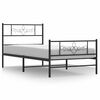 vidaXL sengeramme med sengegavl og fodg&aelig;rde 100x190 cm metal sort