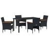 vidaXL Have Spisebordss&aelig;t 5 stk. Sort polyrattan